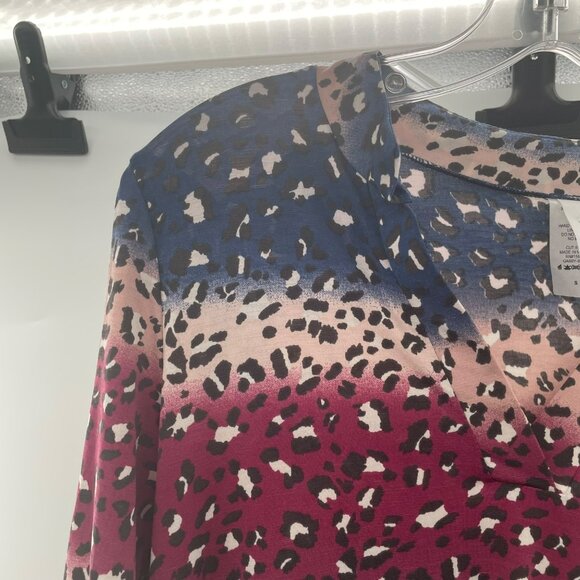 Honeyme Women's Mixed Print Top V-Neck 3/4 Sleeve Multicolor Size Small - Picture 5 of 9